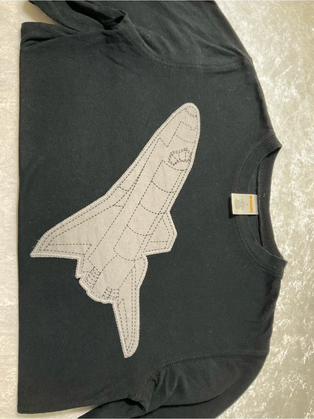 Gymboree Black Long-Sleeve Tee with Gray Space Shuttle Patch